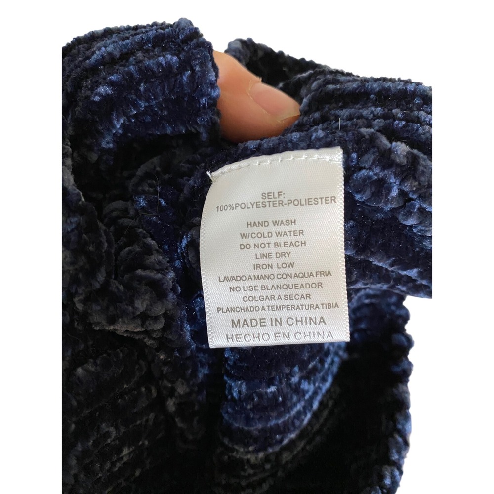 Listicle Womens Navy Blue Chenille Knit Crewneck Sweater Soft Plush Pullover S - Picture 5 of 5
